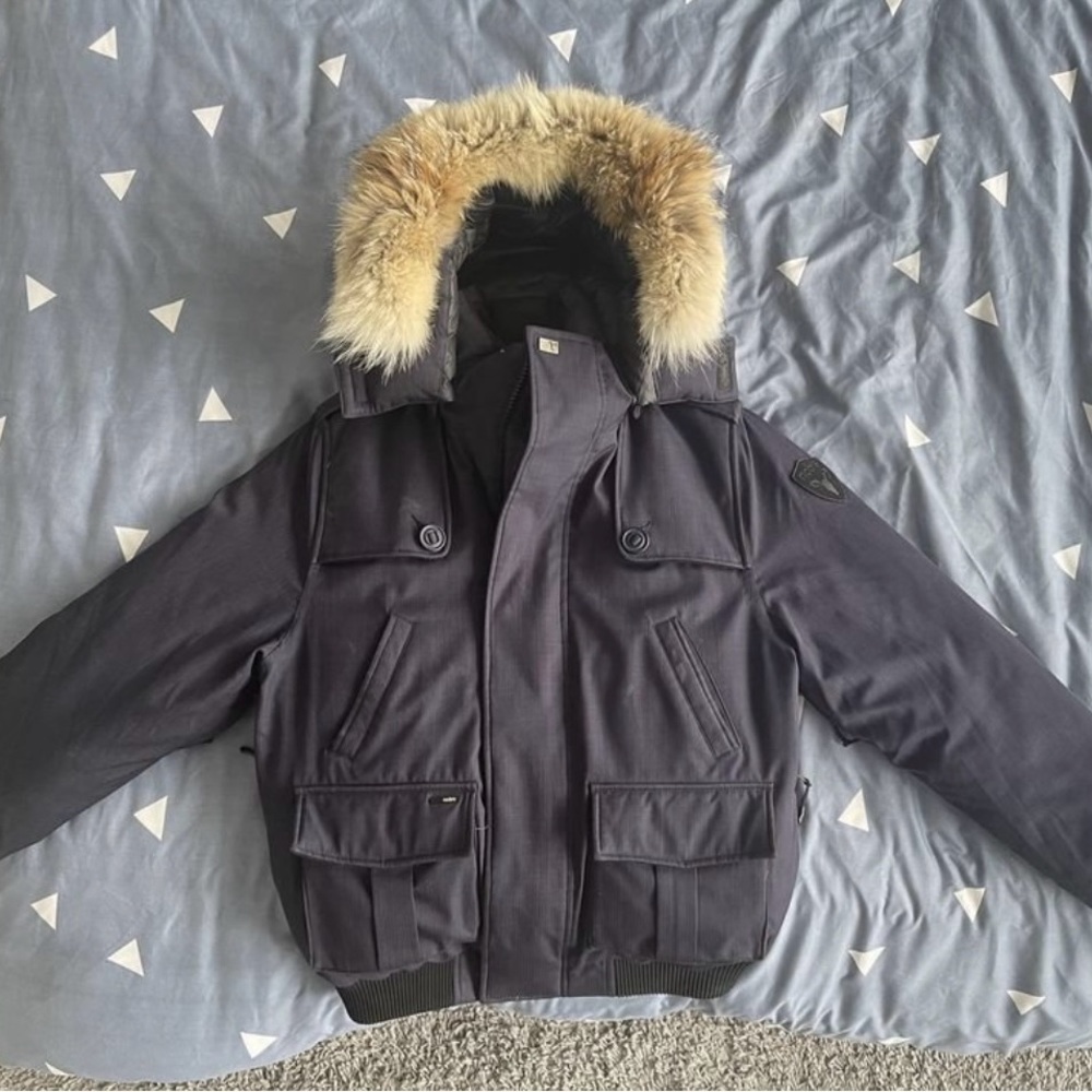 Men’s Medium Nobis Cartel Bomber Winter Jacket (Navy Blue)